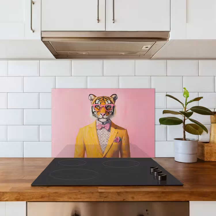 Tijger - Bril - Geel - Jasje keuken achterwand spatscherm klein -sfeer2