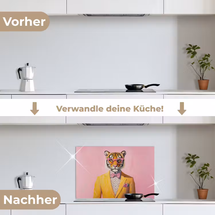 Tijger - Bril - Geel - Jasje keuken achterwand spatscherm klein -voor_na_DE