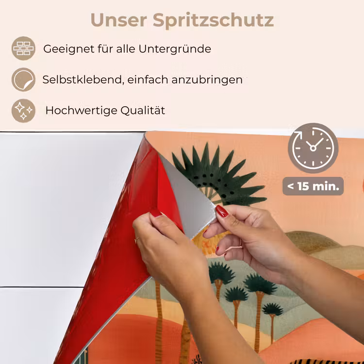 Tijger - Palmen - Cactus - Oranje keuken achterwand spatscherm klein -spatscherm_DE