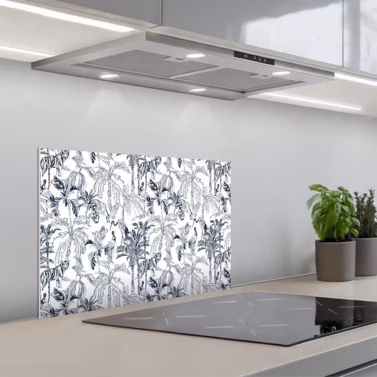 Tijger - Jungle - Blauw keuken achterwand spatscherm klein 900 -3d_schuin