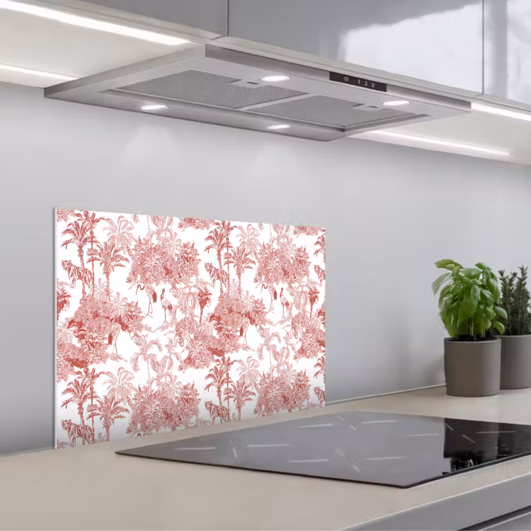 Tijger - Jungle - Natuur - Rood keuken achterwand spatscherm klein 900 -3d_schuin