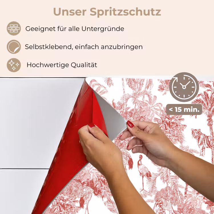 Tijger - Jungle - Natuur - Rood keuken achterwand spatscherm klein 900 -spatscherm_DE