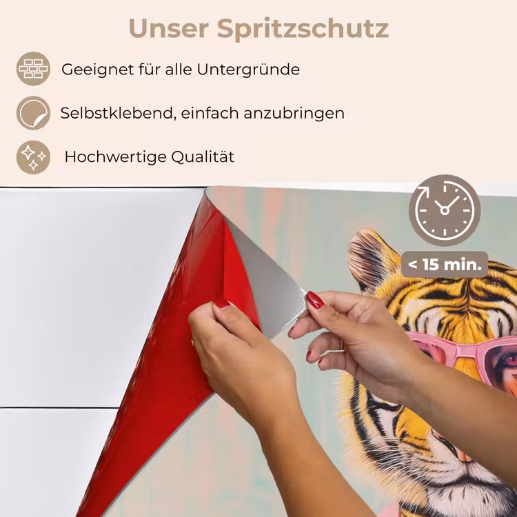 Tijger - Strik - Jasje - Roze keuken achterwand spatscherm klein -spatscherm_DE