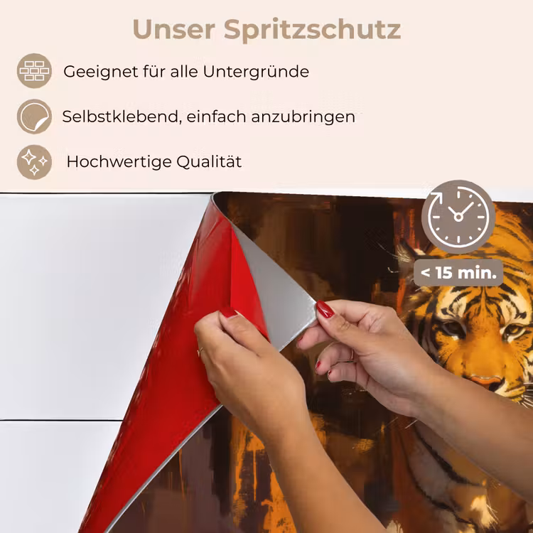Tijger - Geschilderd - Oranje - Penseelstreken keuken achterwand spatscherm klein -spatscherm_DE