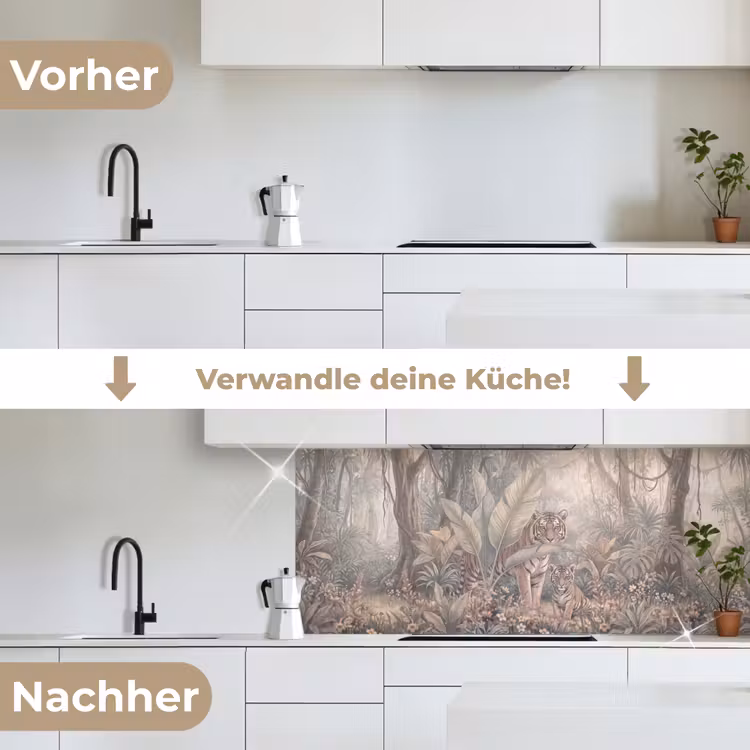 Tijger - Welp - Jungle - Illustratie - Dieren keuken achterwand 2 middel -voor-na_DE