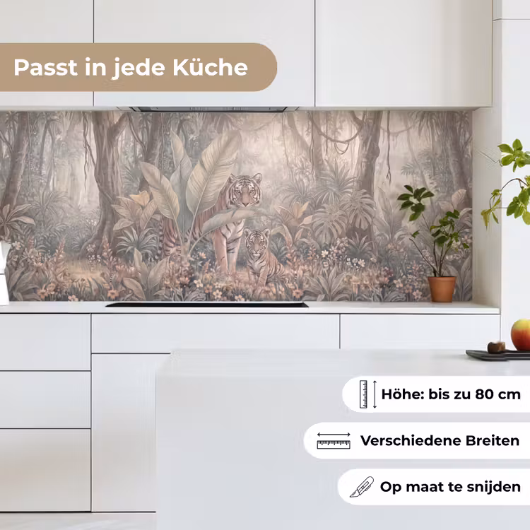 Tijger - Welp - Jungle - Illustratie - Dieren keuken achterwand 2 middel -sfeer4_DE