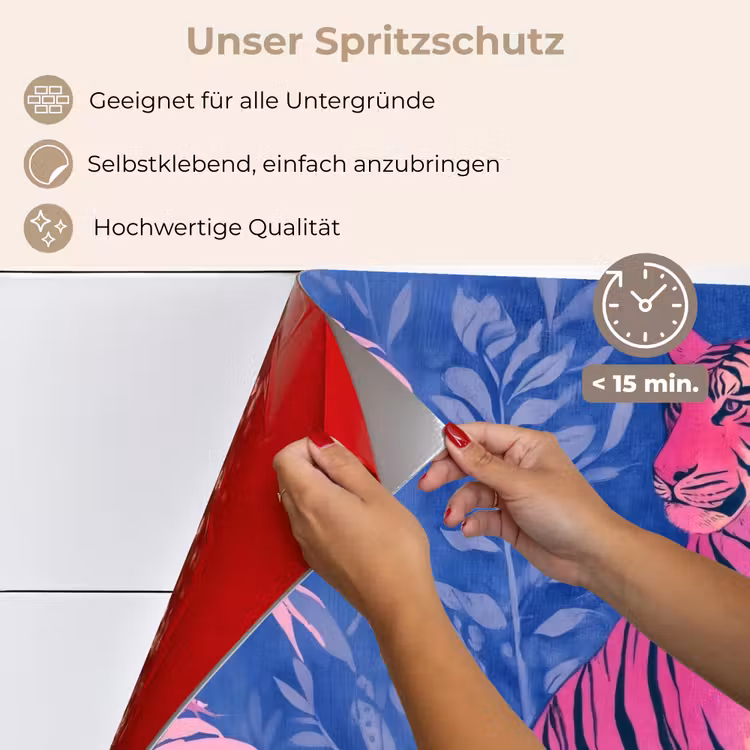 Tijger - Roze - Bladeren - Jungle keuken achterwand spatscherm klein -spatscherm_DE