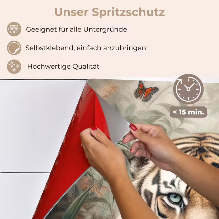 Tijger - Vlinders - Dieren - Jungle - Bloemen keuken achterwand spatscherm klein -spatscherm_DE