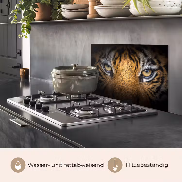 Tijger - Zwart - Dier keuken achterwand spatscherm klein -usp_DE
