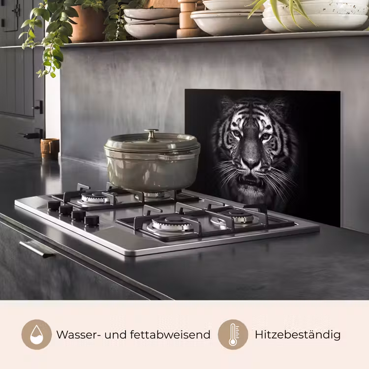 Tijger - Dieren - Zwart - Wit - Portret - Wild keuken achterwand spatscherm klein -usp_DE