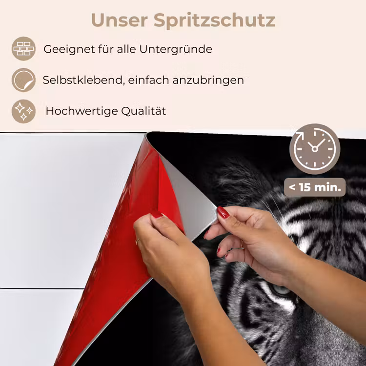 Tijger - Dieren - Zwart - Wit - Portret - Wild keuken achterwand spatscherm klein -spatscherm_DE