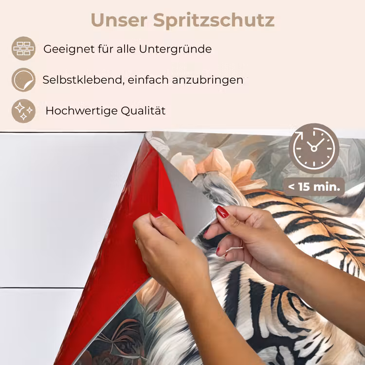 Tijger - Wilde dieren - Bloemen - Jungle keuken achterwand spatscherm klein -spatscherm_DE