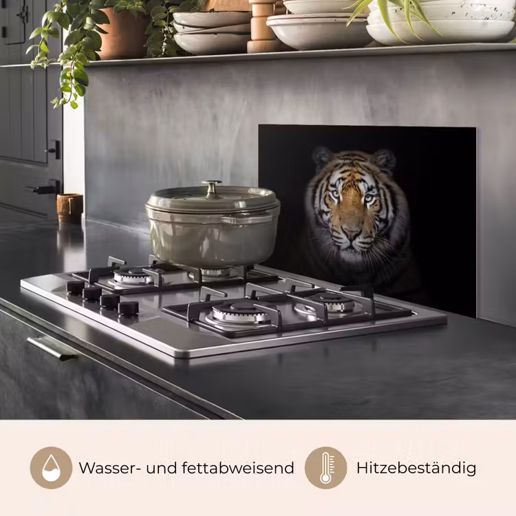 Tijger - Wilde dieren - Portret - Zwart - Dieren keuken achterwand spatscherm klein -usp_DE