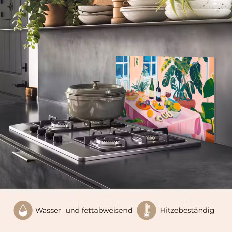 Tafel - Wijn - Fruit keuken achterwand spatscherm klein -usp_DE