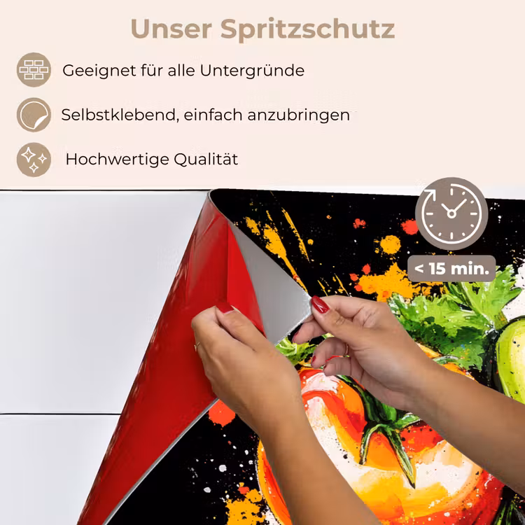 Tomaat - Avocado - Peper - Graffiti - Verf - Modern keuken achterwand spatscherm klein -spatscherm_DE