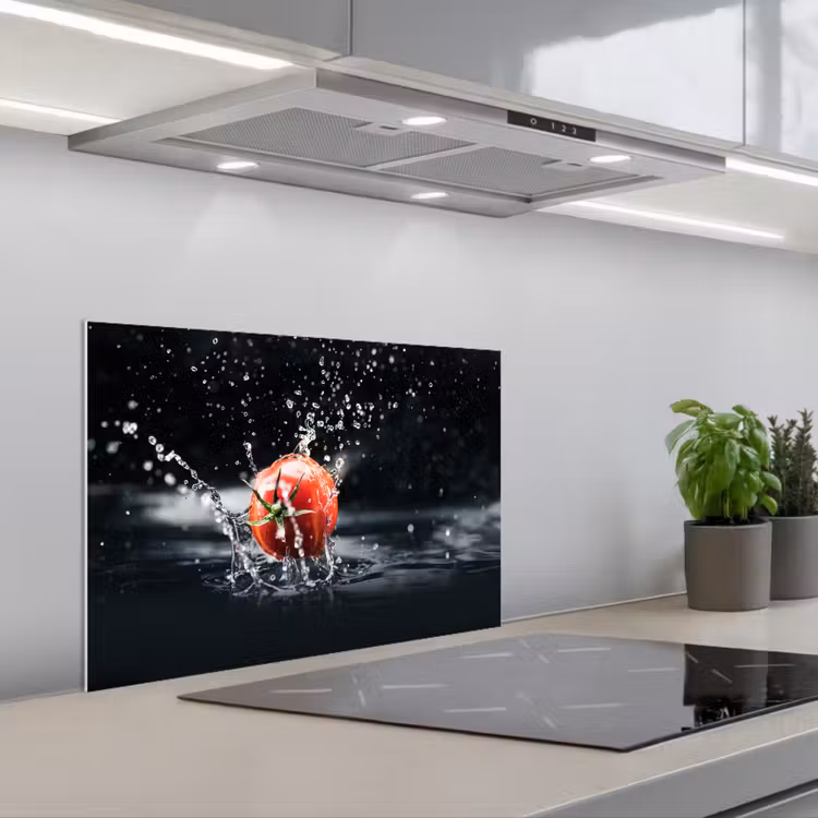 Tomaat - Groente - Stilleven - Water - Rood keuken achterwand spatscherm klein -3d_schuin