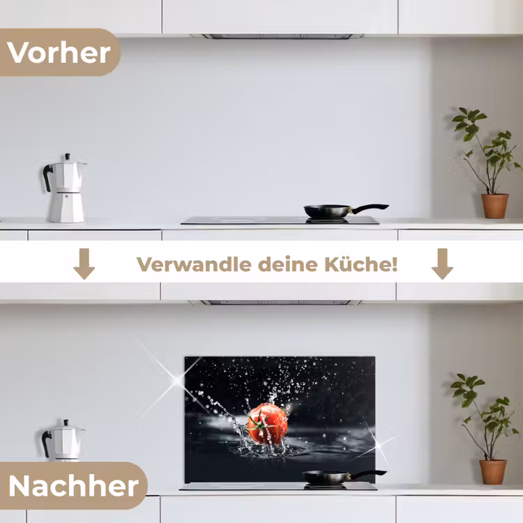 Tomaat - Groente - Stilleven - Water - Rood keuken achterwand spatscherm klein -voor_na_DE