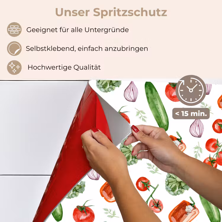 Tomaat - Paprika - Komkommer - Patroon keuken achterwand spatscherm klein 900 -spatscherm_DE