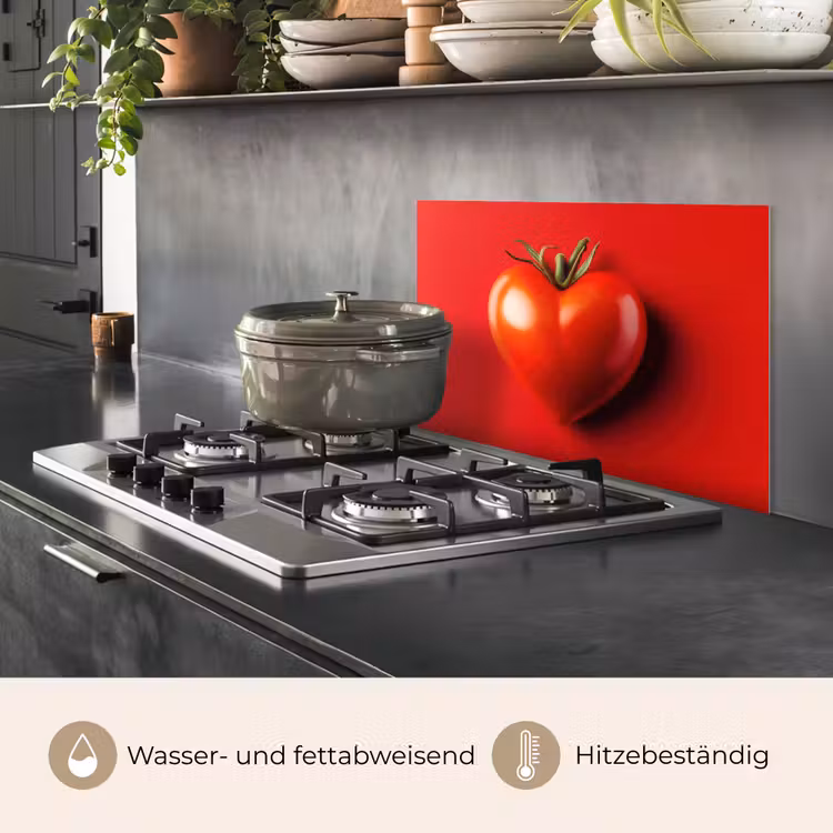 Tomaat - Rood - Hart keuken achterwand spatscherm klein -usp_DE