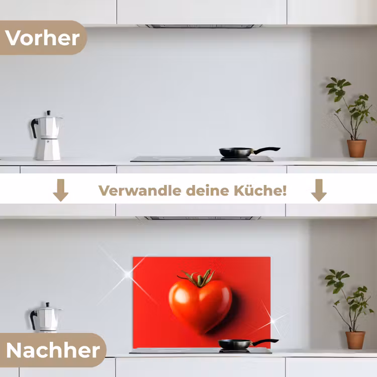 Tomaat - Rood - Hart keuken achterwand spatscherm klein -voor_na_DE
