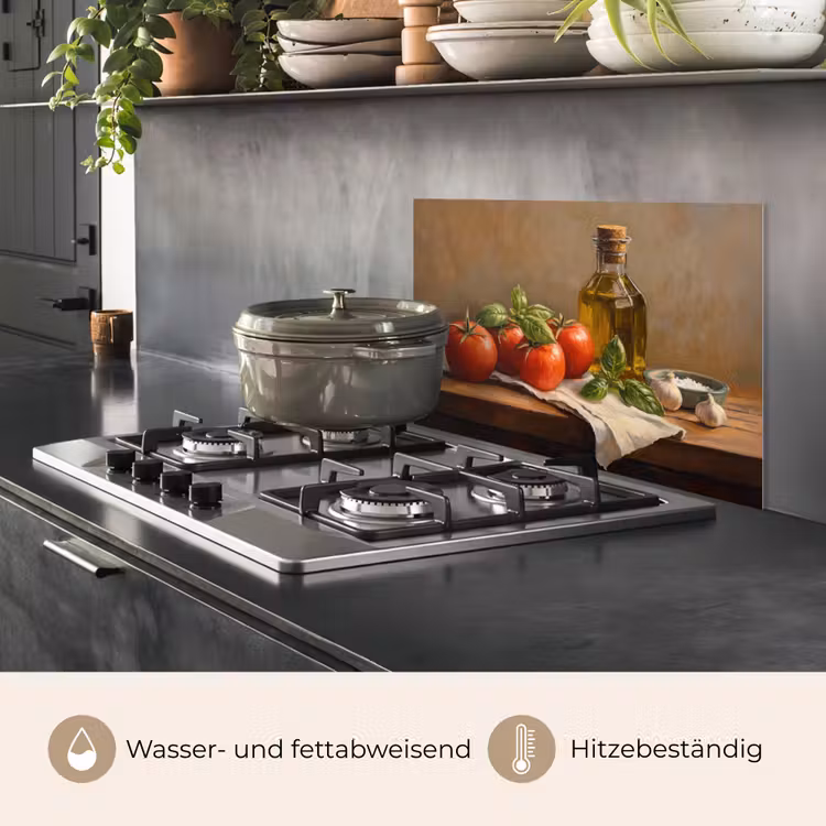 Tomaten - Olijfolie - Stilleven keuken achterwand spatscherm klein -usp_DE