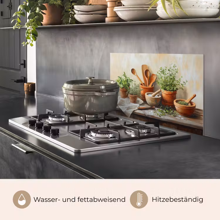 Potten - Kruiden - Hout keuken achterwand spatscherm klein -usp_DE