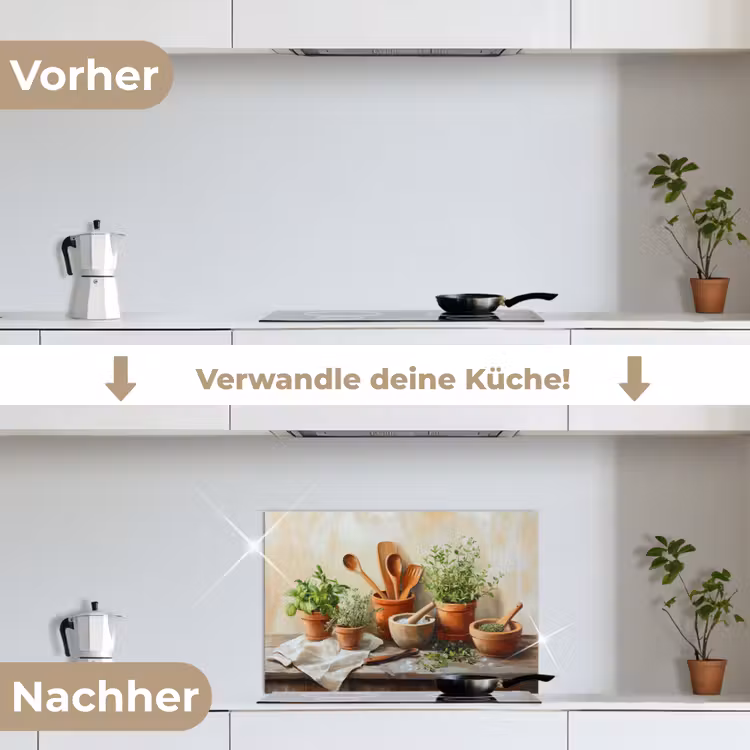 Potten - Kruiden - Hout keuken achterwand spatscherm klein -voor_na_DE