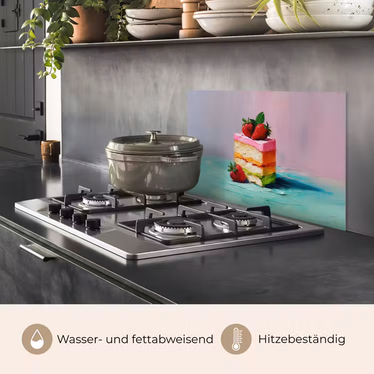 Taartje - Aardbeien - Glazuur - Kleurrijk keuken achterwand spatscherm klein -usp_DE