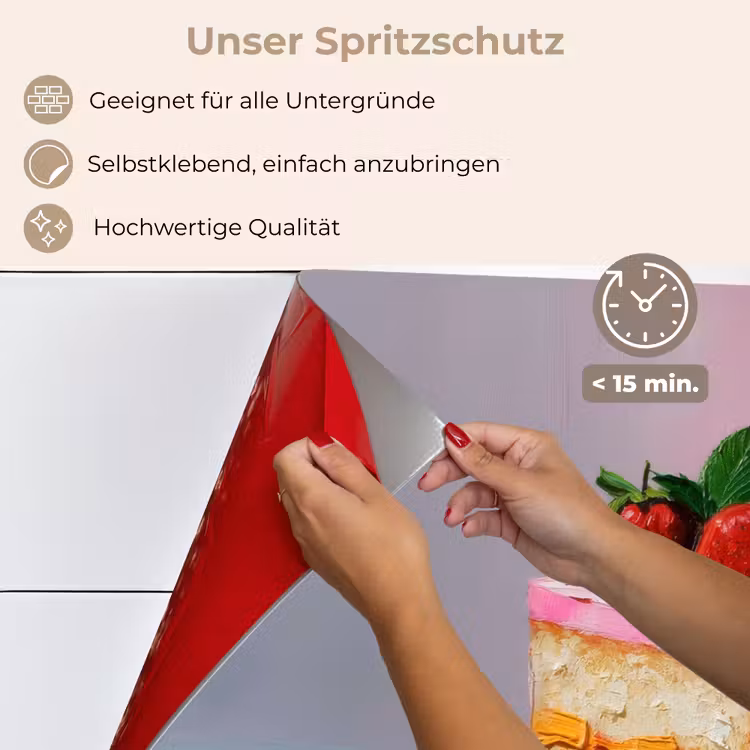 Taartje - Aardbeien - Glazuur - Kleurrijk keuken achterwand spatscherm klein -spatscherm_DE