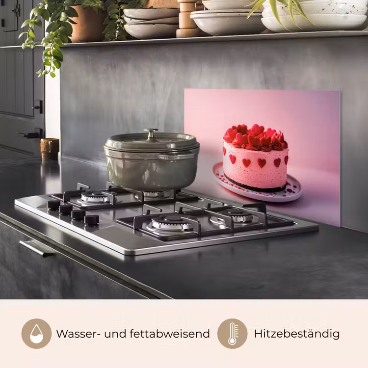 Taart - Hart - Roze keuken achterwand spatscherm klein -usp_DE