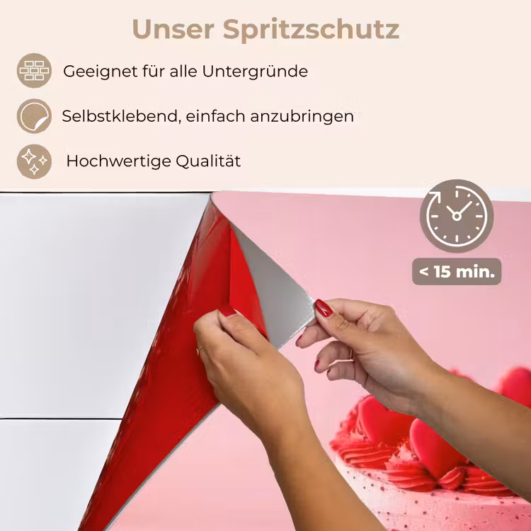 Taart - Hart - Roze keuken achterwand spatscherm klein -spatscherm_DE