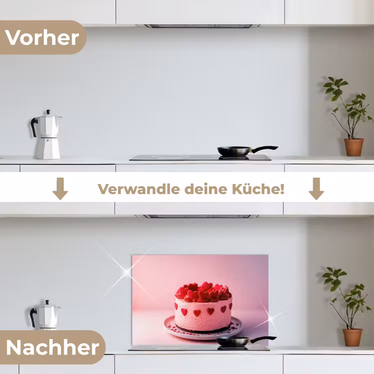Taart - Hart - Roze keuken achterwand spatscherm klein -voor_na_DE