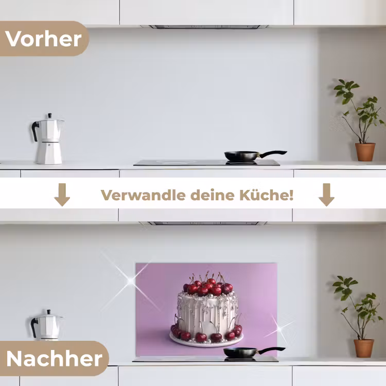 Taart - Kersen - Juwelen - Rood keuken achterwand spatscherm klein -voor_na_DE