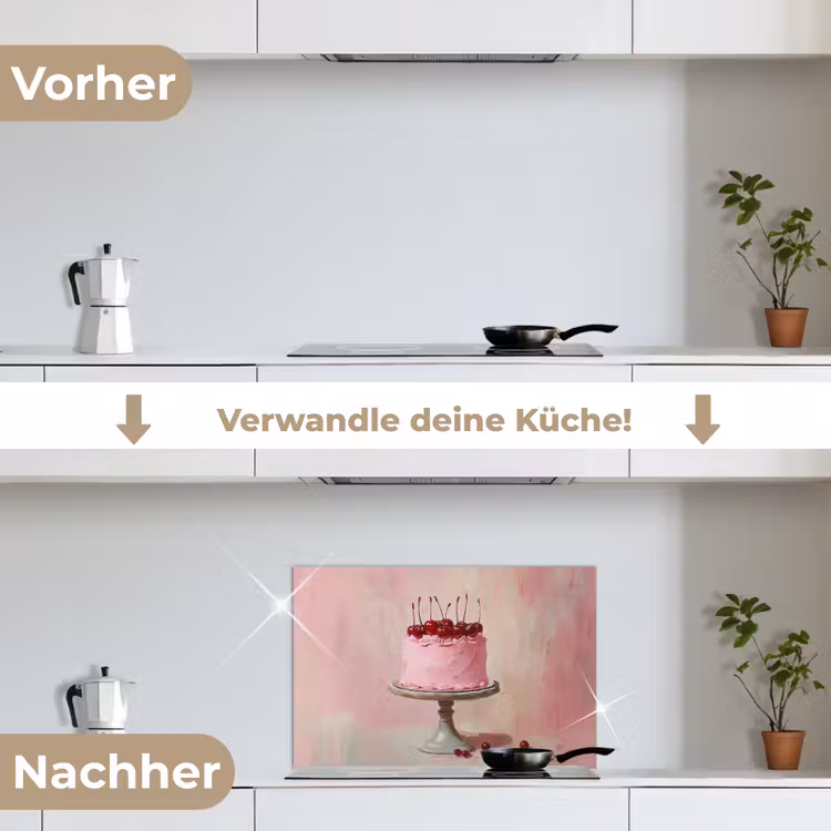 Taart - Pink - Cherry keuken achterwand spatscherm klein -voor_na_DE