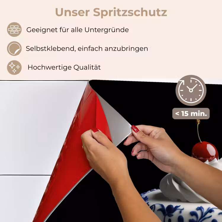 Taart - Slagroom - Kers - Bord - Delfts blauw keuken achterwand spatscherm klein -spatscherm_DE