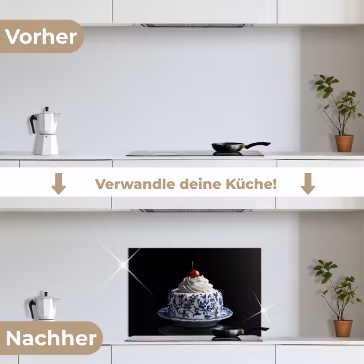 Taart - Slagroom - Kers - Bord - Delfts blauw keuken achterwand spatscherm klein -voor_na_DE