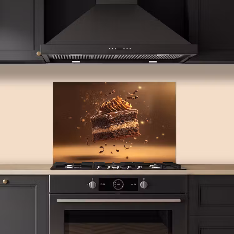 Taart - Chocolade - Eten - Brownie keuken achterwand spatscherm klein -sfeer1