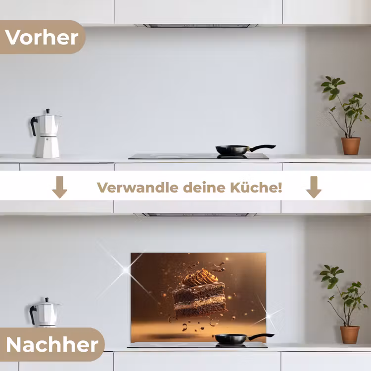 Taart - Chocolade - Eten - Brownie keuken achterwand spatscherm klein -voor_na_DE