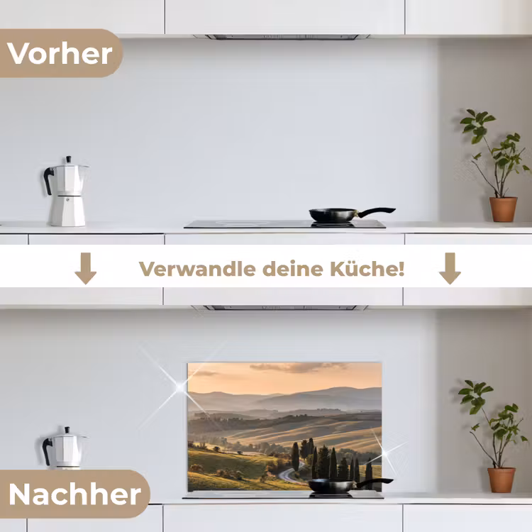 Toscaans - Landschap - Heuvels keuken achterwand spatscherm klein -voor_na_DE