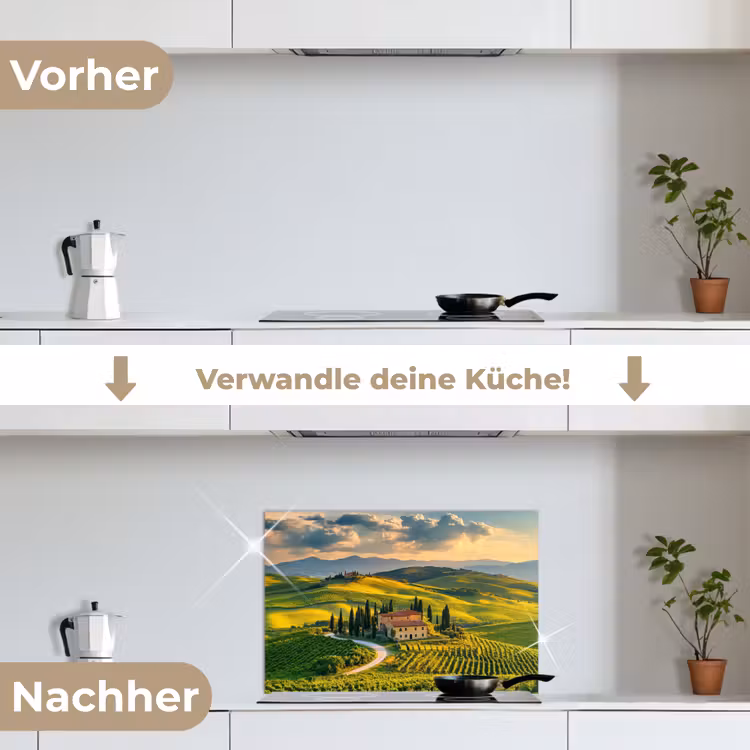 Toscane - Landschap - Wijngaarden keuken achterwand spatscherm klein -voor_na_DE