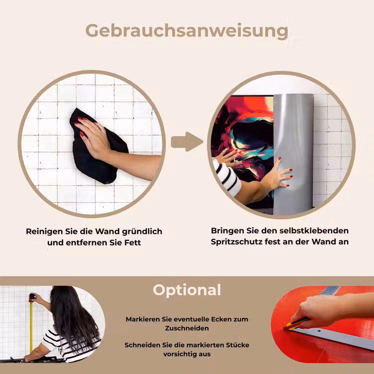 Schedel - Abstract - Rood - Blauw - Graffiti keuken achterwand spatscherm klein -gebruiksaanwijzing_DE
