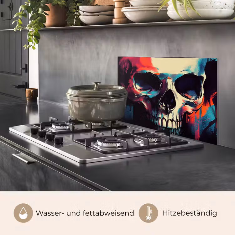 Schedel - Abstract - Rood - Blauw - Graffiti keuken achterwand spatscherm klein -usp_DE