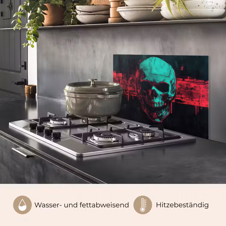 Schedel - Cyberpunk - Neon Rood keuken achterwand spatscherm klein -usp_DE
