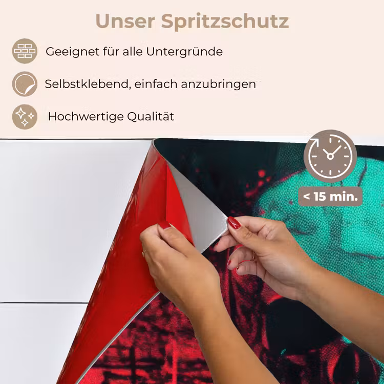 Schedel - Cyberpunk - Neon Rood keuken achterwand spatscherm klein -spatscherm_DE