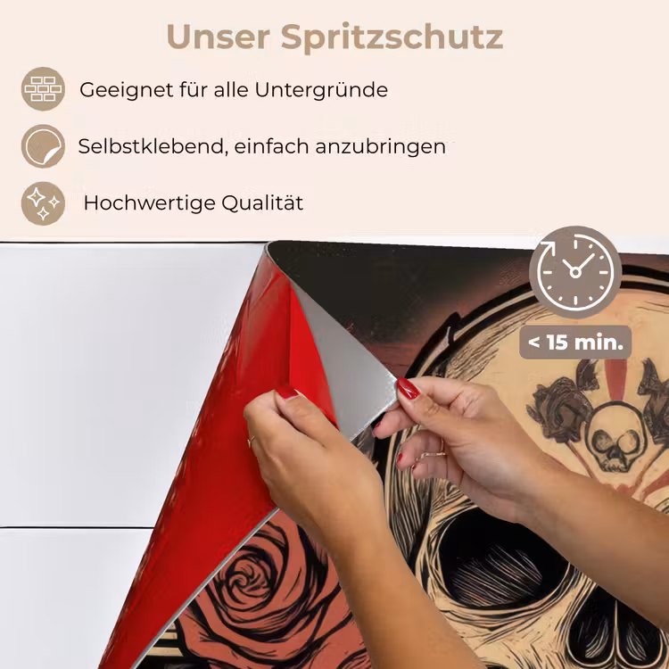Schedel - Rozen - Gotisch keuken achterwand spatscherm klein -spatscherm_DE