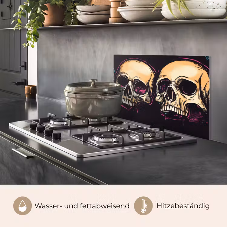 Schedels - Graffiti - Neon keuken achterwand spatscherm klein -usp_DE
