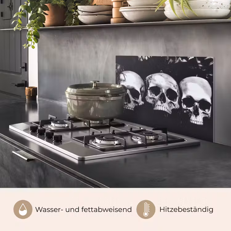 Schedels - Zwart - Contrast keuken achterwand spatscherm klein -usp_DE