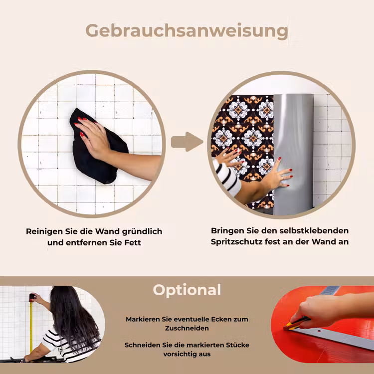 traditioneel - Element - Kleurrijk keuken achterwand spatscherm klein 900 -gebruiksaanwijzing_DE