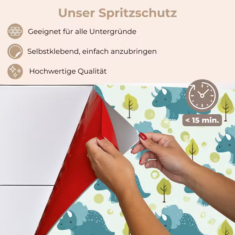 Triceratop - Blauw - Stippen - Boompjes keuken achterwand spatscherm klein -spatscherm_DE