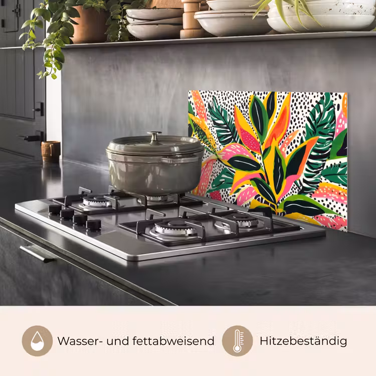 Tropisch - Bladeren - Zwart - wit keuken achterwand spatscherm klein -usp_DE